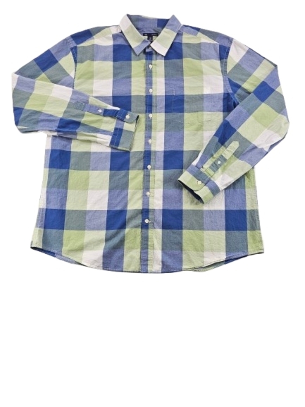 Vintage Y2K Gap Classic Fit Men's XXL Green Blue White Windowpane Plaid Pocket
